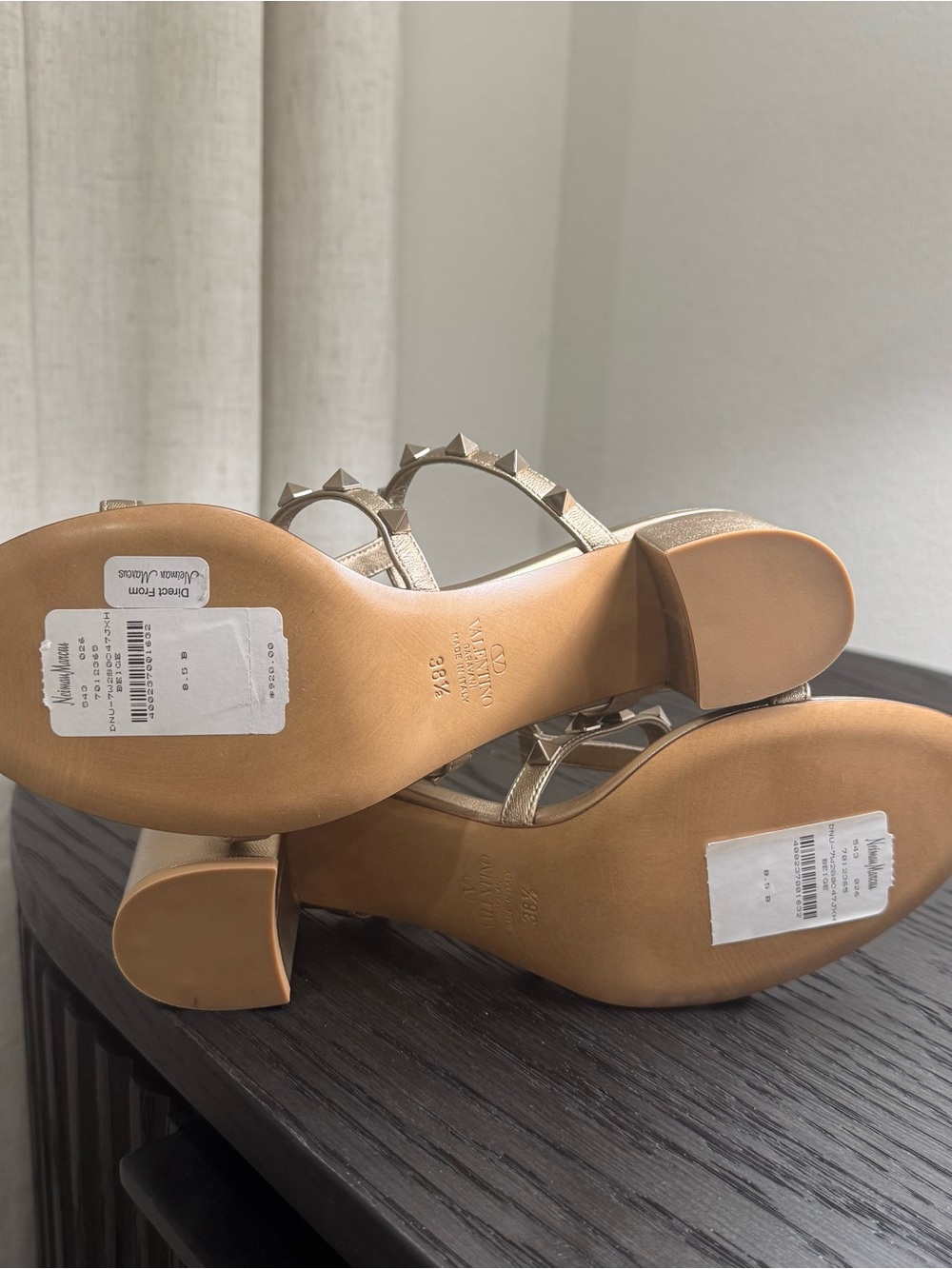 Valentino Garavani Rockstud Caged Slide Sandal Mules Gold 38.5 - Picture 10 of 10